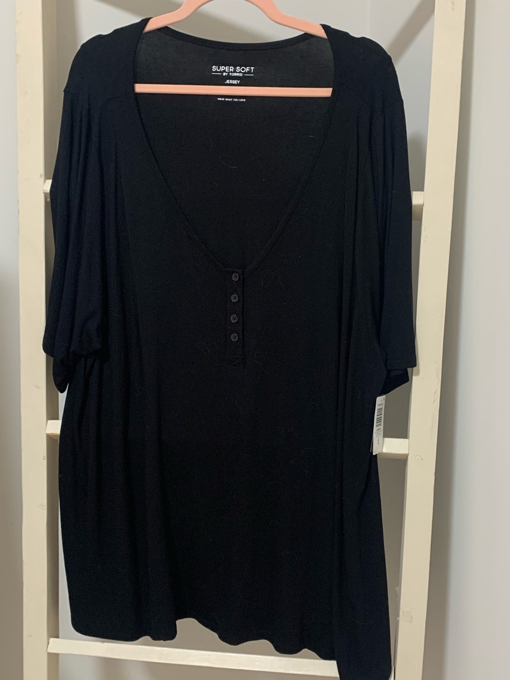 Torrid Super Soft Black V-Neck Henley Tunic Top Jersey Knit